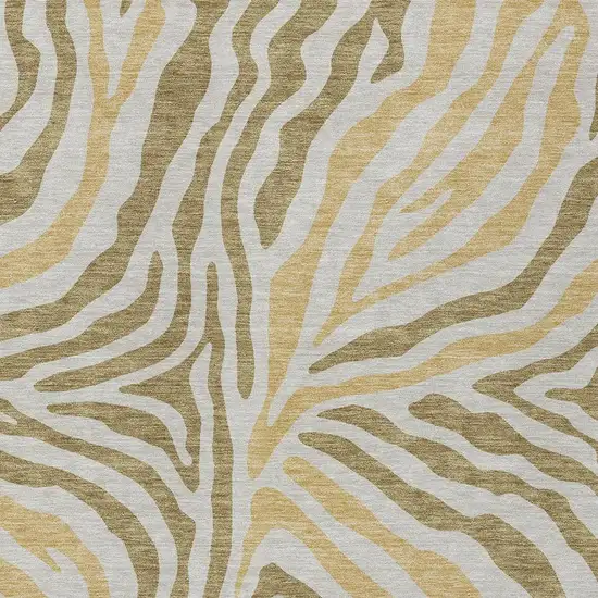 Walnut And Gold Zebra Print Washable Indoor Outdoor Area Rug Photo 3