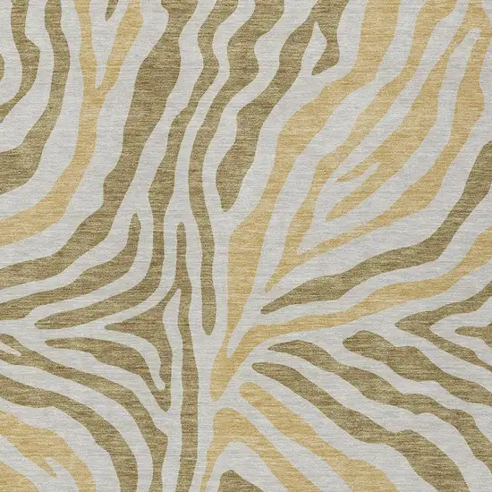 Walnut And Gold Zebra Print Washable Indoor Outdoor Area Rug Photo 3