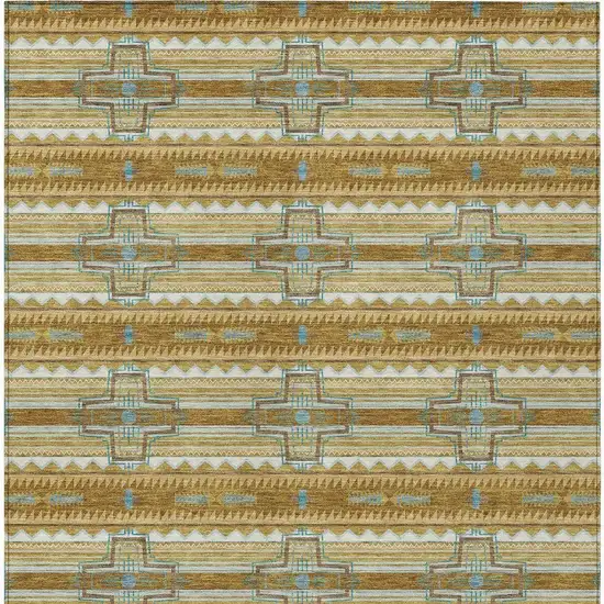 Walnut And Graphite Tribal Washable Indoor Outdoor Area Rug Photo 3