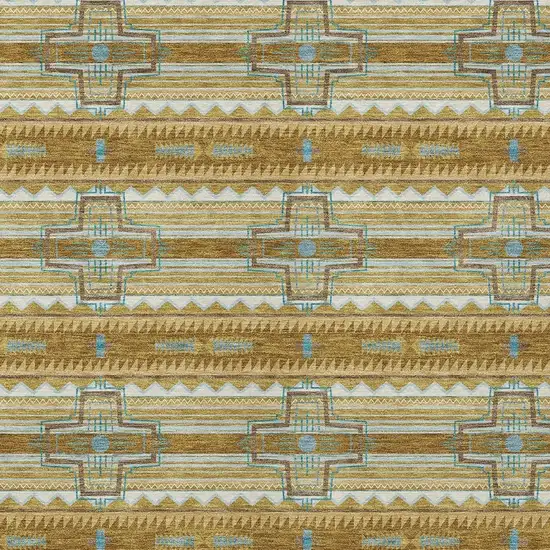 Walnut And Graphite Tribal Washable Indoor Outdoor Area Rug Photo 5
