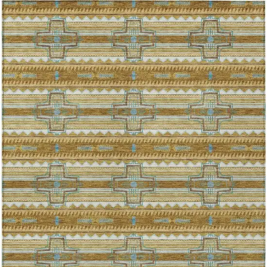 Walnut And Graphite Tribal Washable Indoor Outdoor Area Rug Photo 6