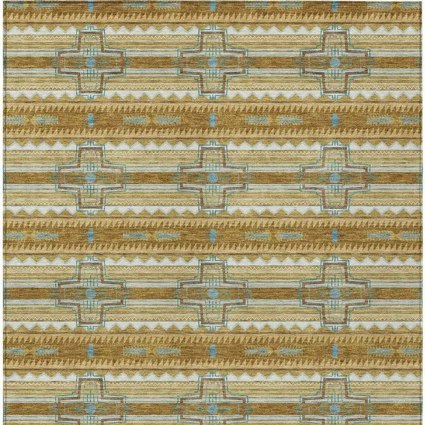Walnut And Graphite Tribal Washable Indoor Outdoor Area Rug Photo 6