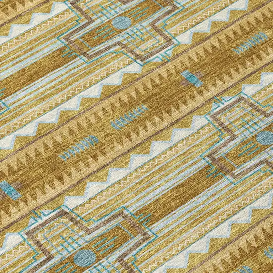 Walnut And Graphite Tribal Washable Indoor Outdoor Area Rug Photo 8