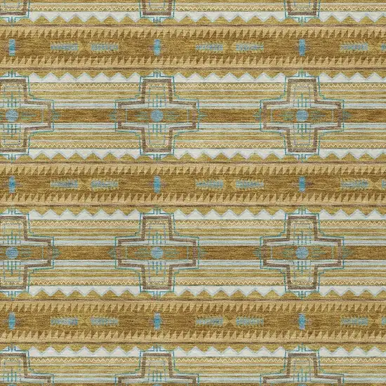 Walnut And Graphite Tribal Washable Indoor Outdoor Area Rug Photo 5