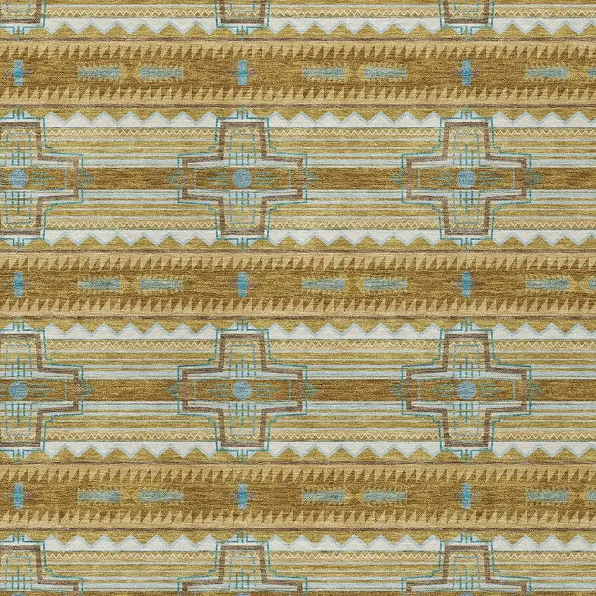Walnut And Graphite Tribal Washable Indoor Outdoor Area Rug Photo 5