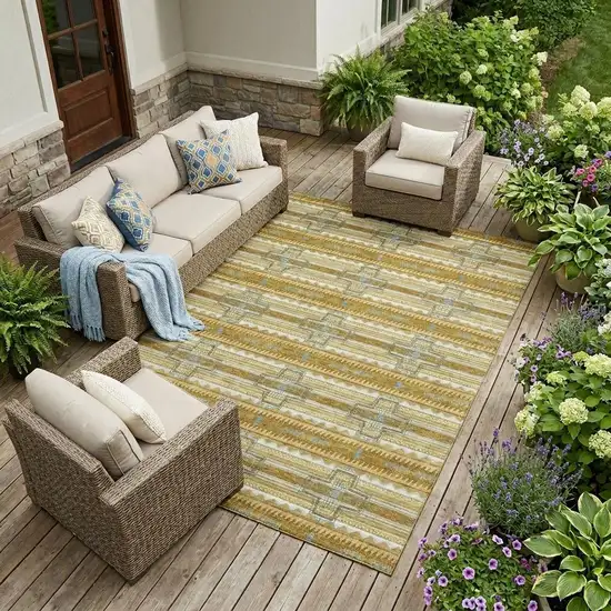 Walnut And Graphite Tribal Washable Indoor Outdoor Area Rug Photo 1