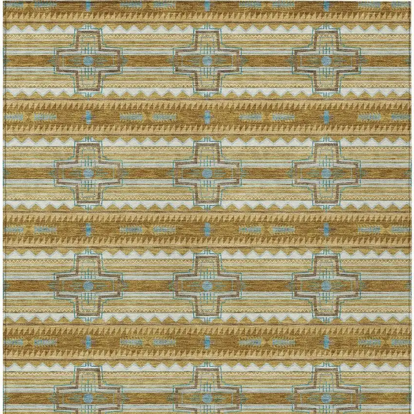 Walnut And Graphite Tribal Washable Indoor Outdoor Area Rug Photo 4