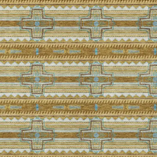 Walnut And Graphite Tribal Washable Indoor Outdoor Area Rug Photo 5