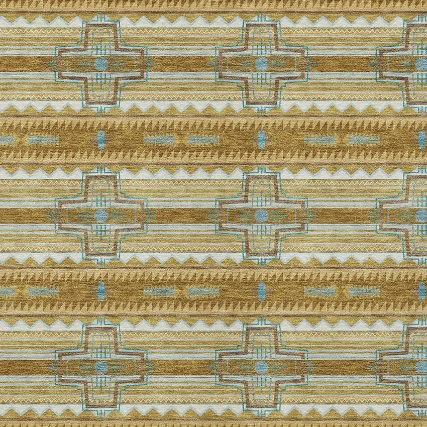 Walnut And Graphite Tribal Washable Indoor Outdoor Area Rug Photo 5