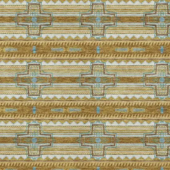 Walnut And Graphite Tribal Washable Indoor Outdoor Area Rug Photo 3