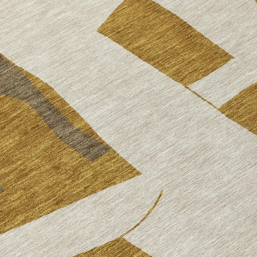 Walnut And Ivory Geometric Washable Indoor Outdoor Area Rug Photo 5
