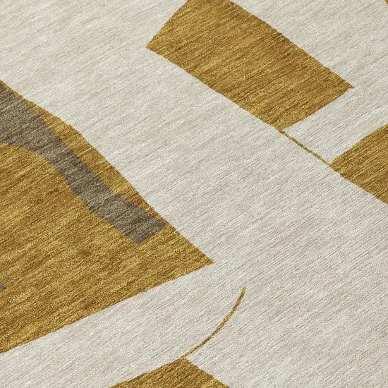 Walnut And Ivory Geometric Washable Indoor Outdoor Area Rug Photo 5