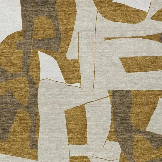Walnut And Ivory Geometric Washable Indoor Outdoor Area Rug Photo 2