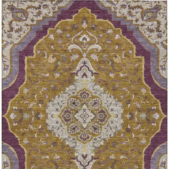 Walnut And Orange Medallion Washable Indoor Outdoor Area Rug Photo 4