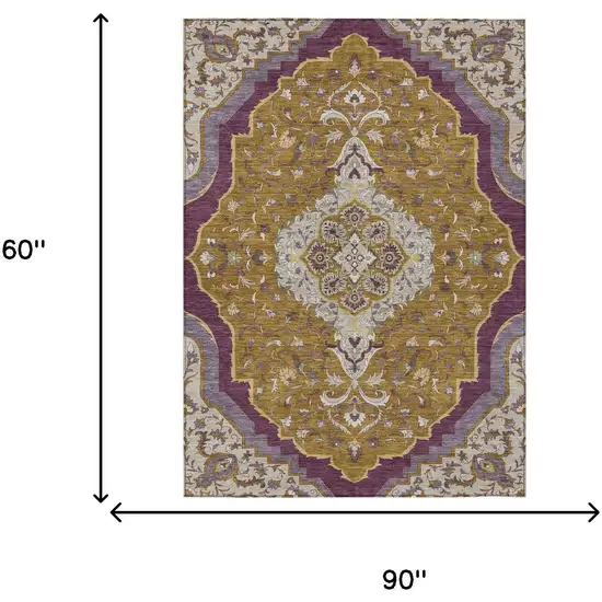 Walnut And Orange Medallion Washable Indoor Outdoor Area Rug Photo 7