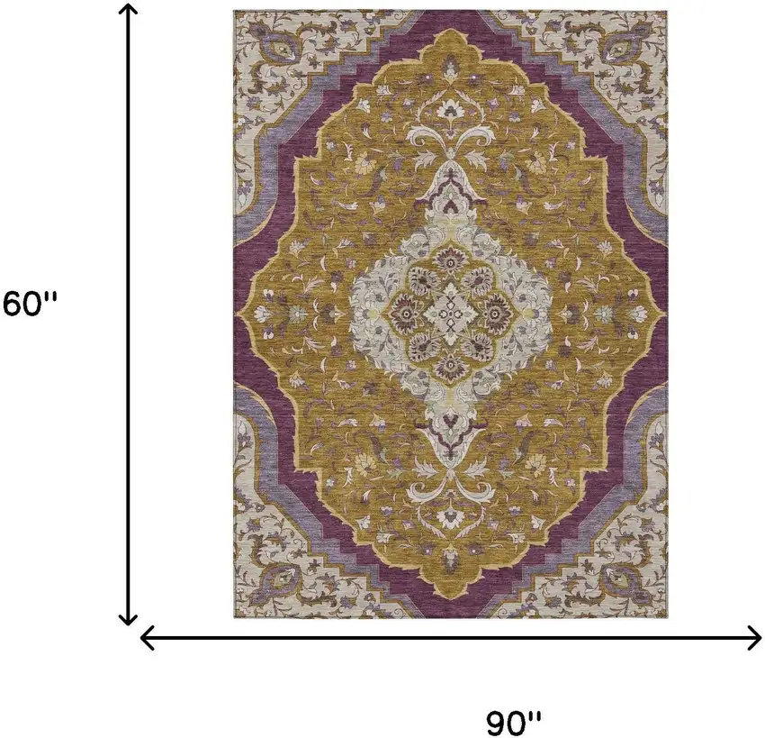 Walnut And Orange Medallion Washable Indoor Outdoor Area Rug Photo 7