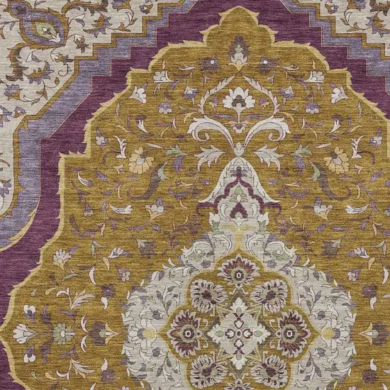 Walnut And Orange Medallion Washable Indoor Outdoor Area Rug Photo 3