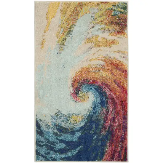 Wave Abstract Power Loom Non Skid Area Rug Photo 1
