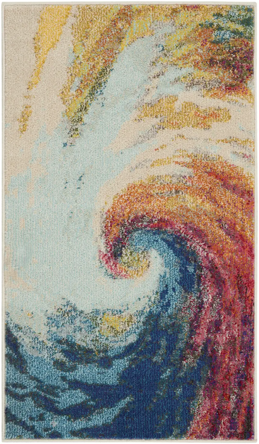 Wave Abstract Power Loom Non Skid Area Rug Photo 1