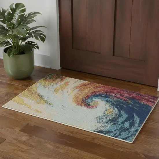 Wave Abstract Power Loom Non Skid Area Rug Photo 1