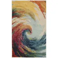 Photo of Wave Abstract Power Loom Non Skid Area Rug