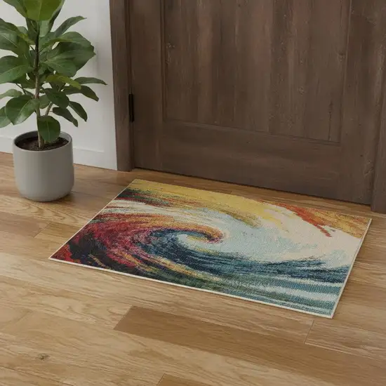 Wave Abstract Power Loom Non Skid Area Rug Photo 1