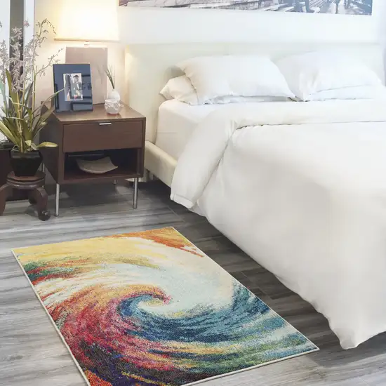 Wave Abstract Power Loom Non Skid Area Rug Photo 5