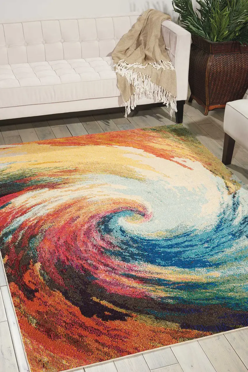 Wave Abstract Power Loom Non Skid Area Rug Photo 5