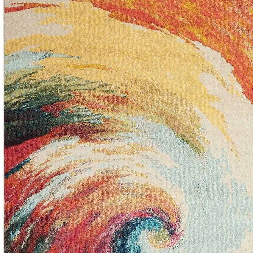 Wave Abstract Power Loom Non Skid Area Rug Photo 2