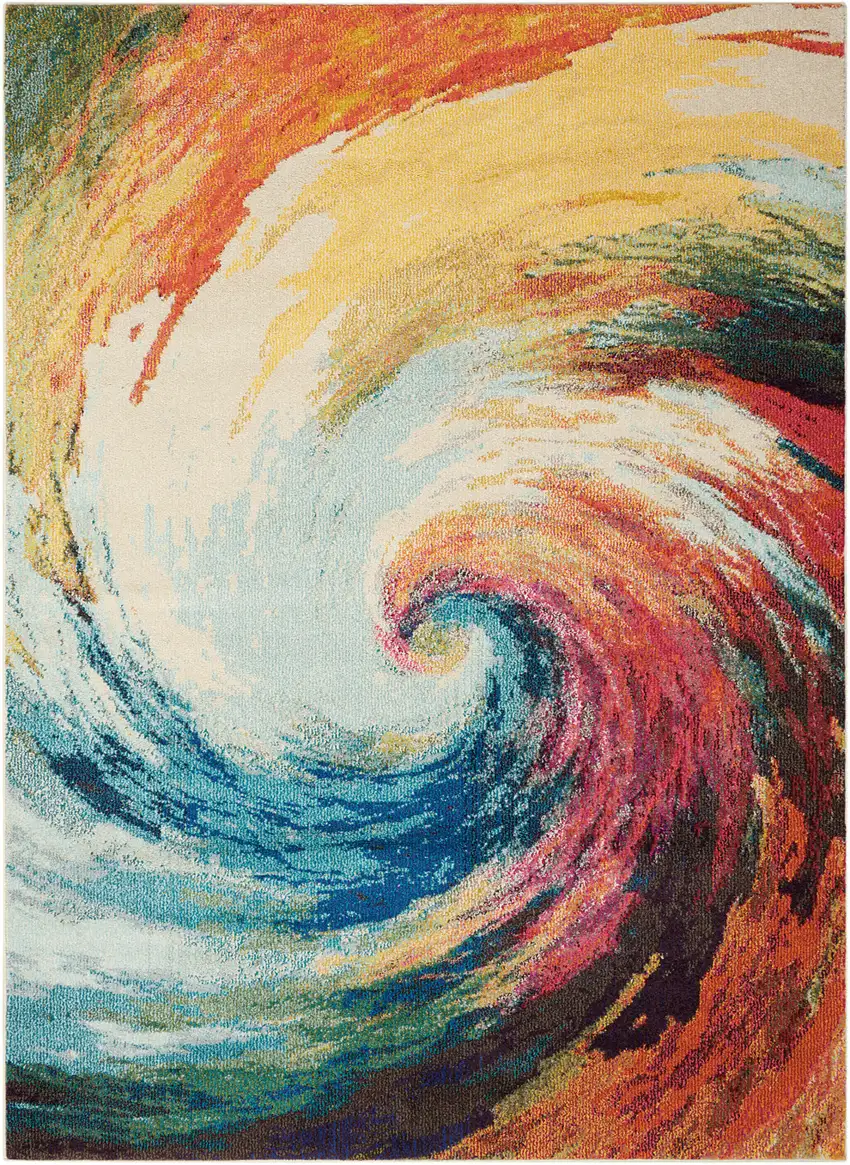 Wave Abstract Power Loom Non Skid Area Rug Photo 4