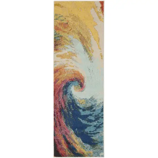 2' X 6' Wave Abstract Power Loom Non Skid Runner Rug Photo 1