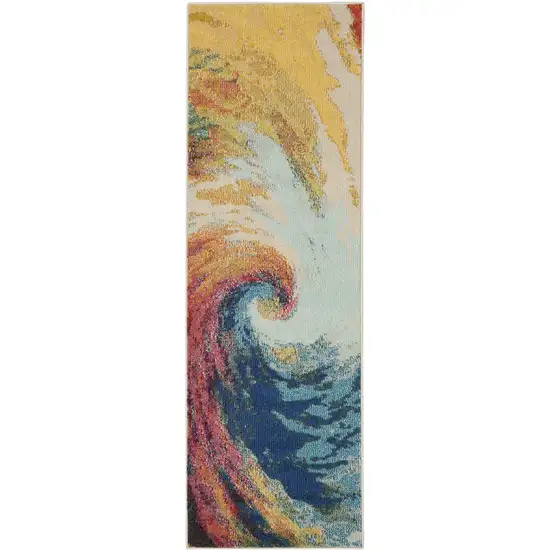 Wave Abstract Power Loom Non Skid Runner Rug Photo 1