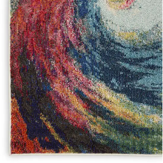 2' X 6' Wave Abstract Power Loom Non Skid Runner Rug Photo 9