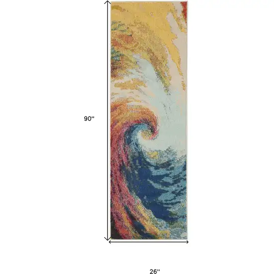 Wave Abstract Power Loom Non Skid Runner Rug Photo 5