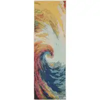Photo of Wave Abstract Power Loom Non Skid Runner Rug