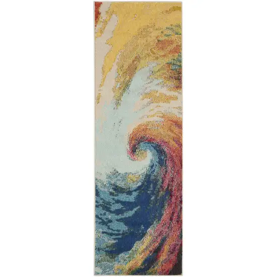 2' X 8' Wave Abstract Power Loom Non Skid Runner Rug Photo 4