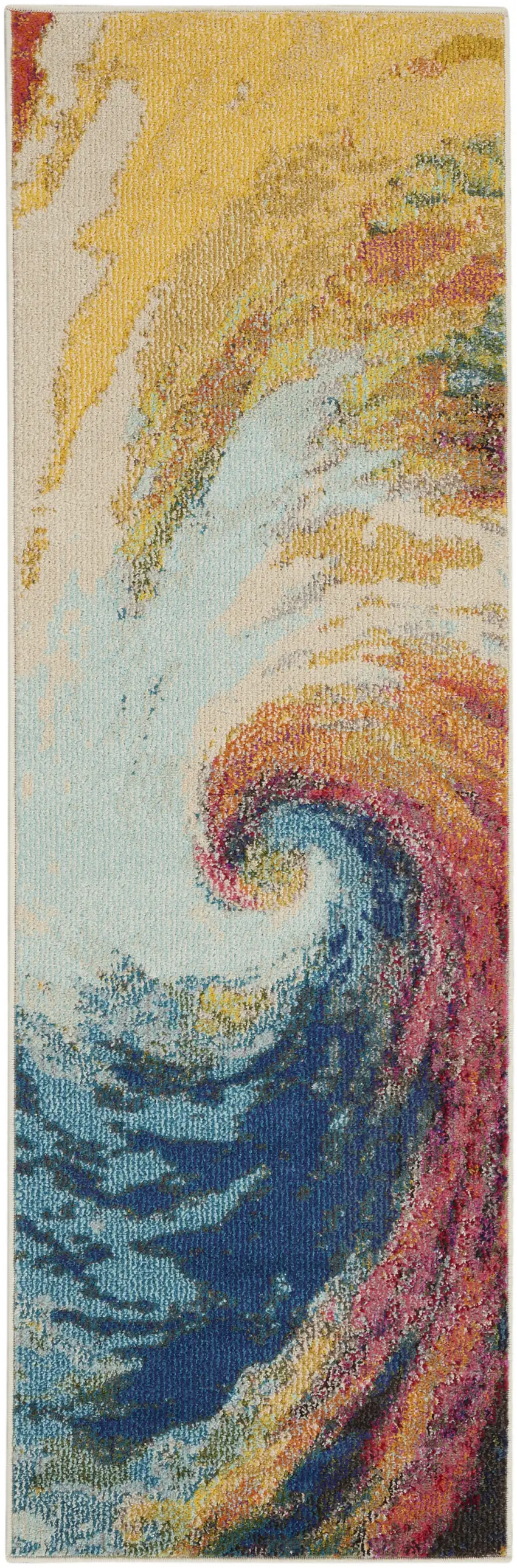 2' X 8' Wave Abstract Power Loom Non Skid Runner Rug Photo 4