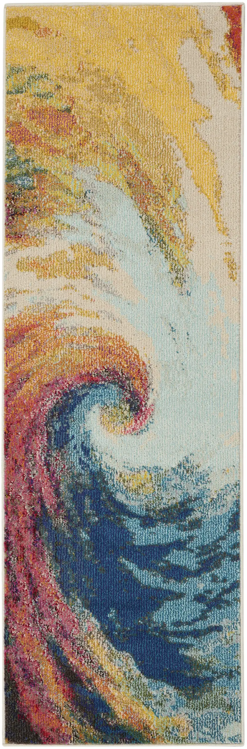 2' X 8' Wave Abstract Power Loom Non Skid Runner Rug Photo 1