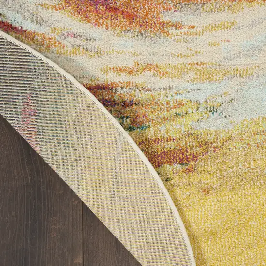 4' X 4' Wave Round Abstract Power Loom Non Skid Area Rug Photo 8