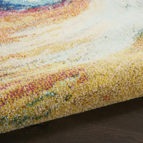 4' X 4' Wave Round Abstract Power Loom Non Skid Area Rug Photo 9