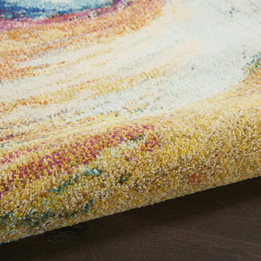 4' X 4' Wave Round Abstract Power Loom Non Skid Area Rug Photo 9