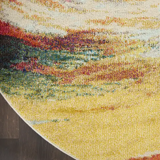 4' X 4' Wave Round Abstract Power Loom Non Skid Area Rug Photo 9