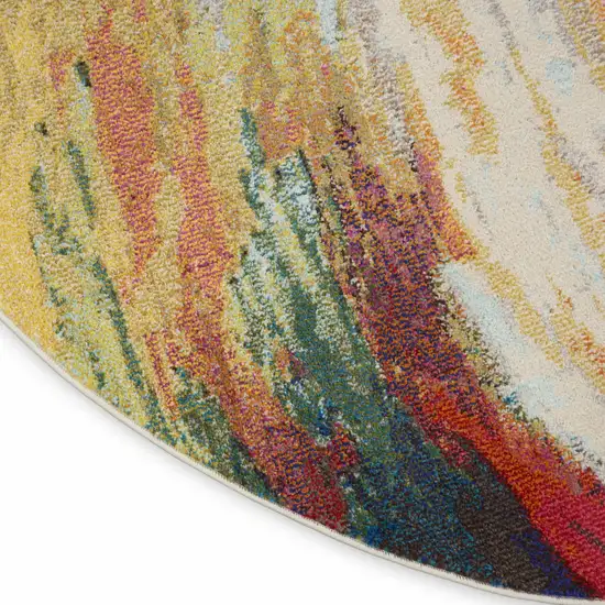 8' X 8' Wave Round Abstract Power Loom Non Skid Area Rug Photo 8