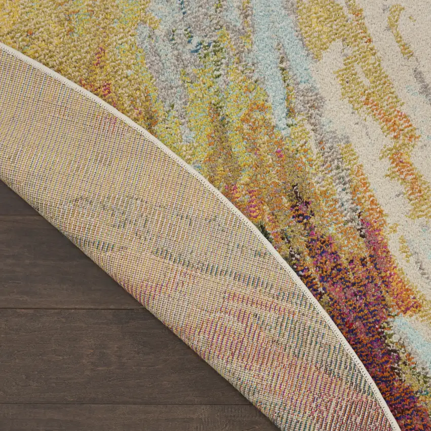 8' X 8' Wave Round Abstract Power Loom Non Skid Area Rug Photo 8
