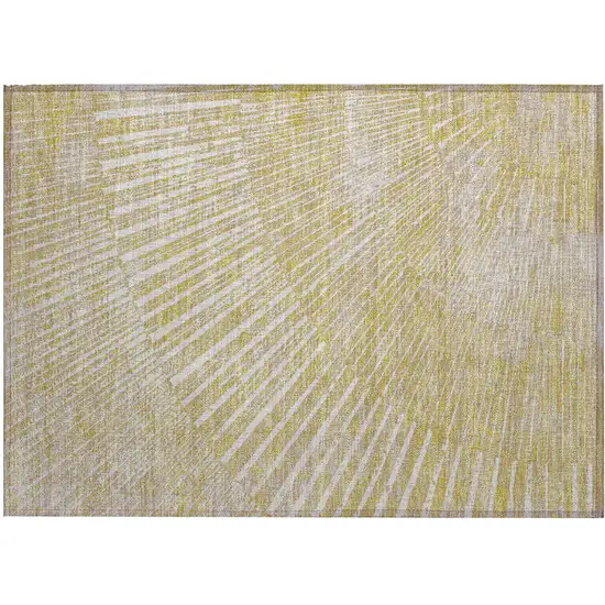 Wheat Abstract Washable Non Skid Indoor Outdoor Area Rug Photo 2