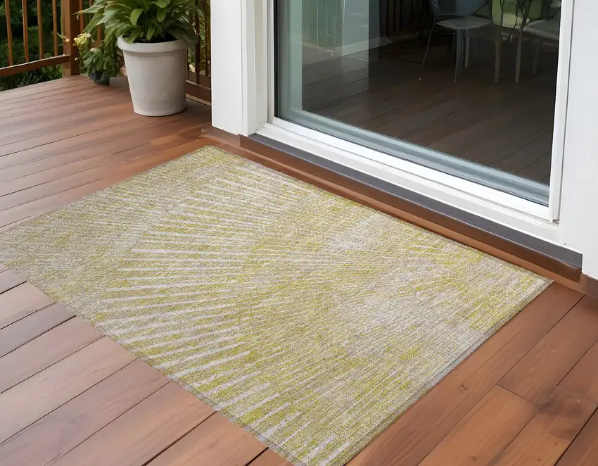 Wheat Abstract Washable Non Skid Indoor Outdoor Area Rug Photo 1