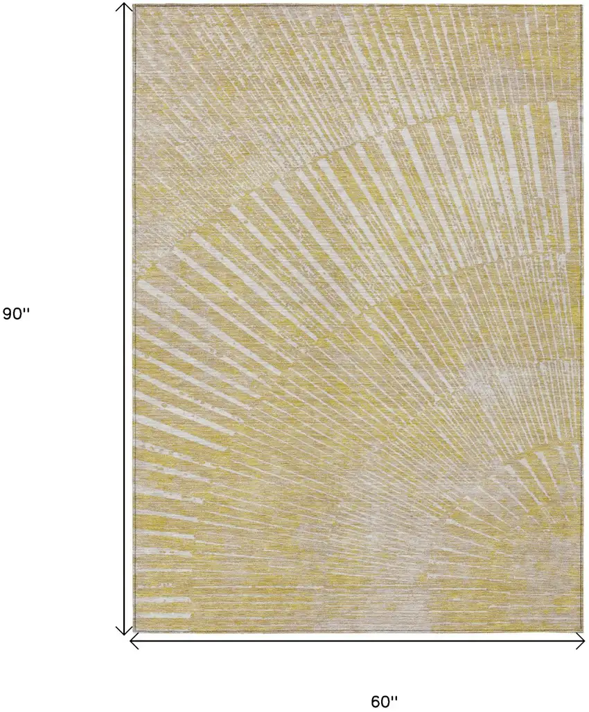 Wheat Abstract Washable Non Skid Indoor Outdoor Area Rug Photo 3