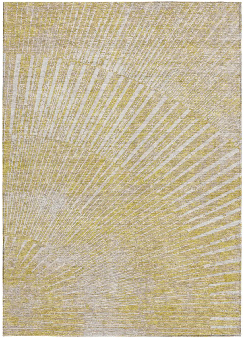Wheat Abstract Washable Non Skid Indoor Outdoor Area Rug Photo 5