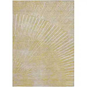Photo of Wheat Abstract Washable Non Skid Indoor Outdoor Area Rug