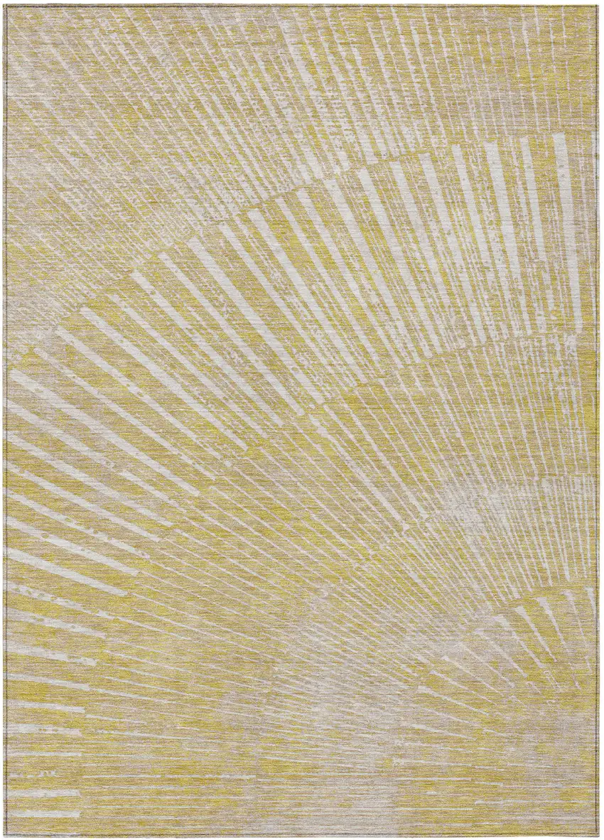 Wheat Abstract Washable Non Skid Indoor Outdoor Area Rug Photo 2